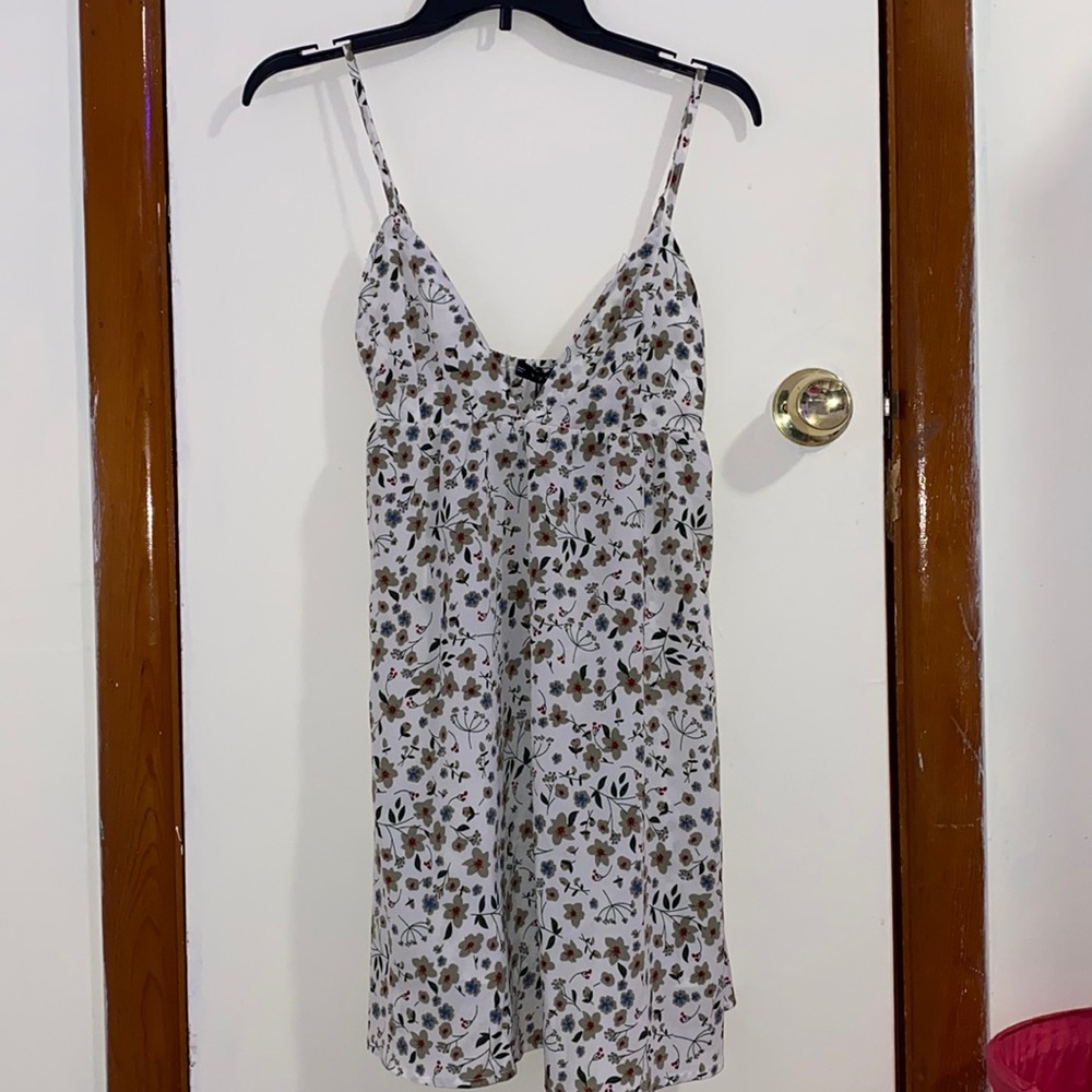 White Flower Dress With Adjustable Straps
